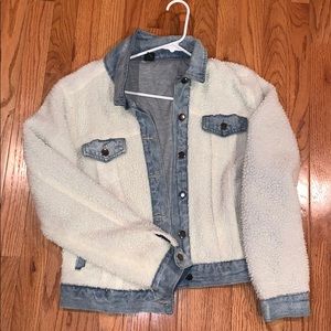white wool denim jacket